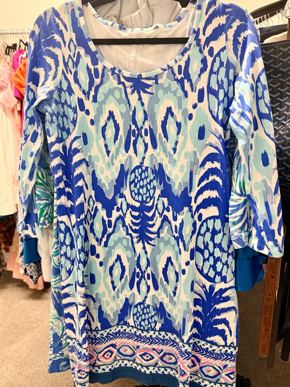 3 Lilly Pulitzer Dresses- Blue Aqua White Pink Printed Mini Dress